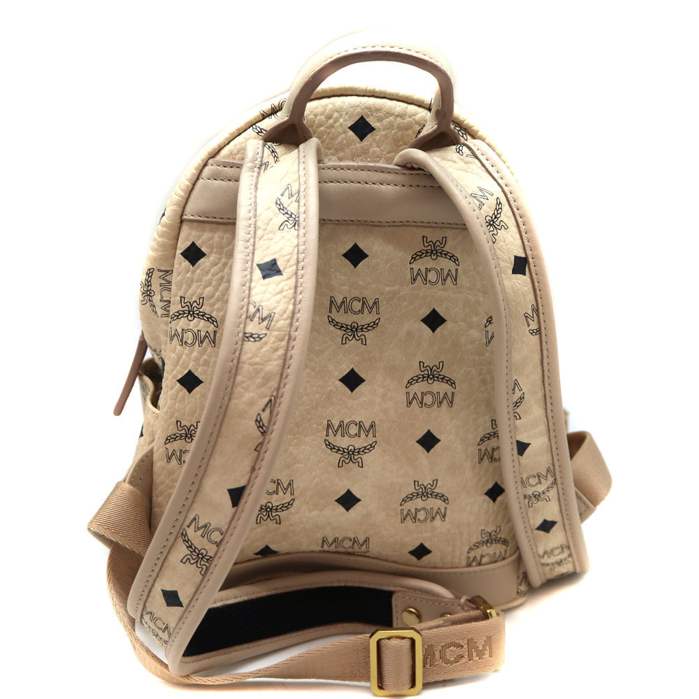 Mcm Rait Stark Logogram Backpack Leather Ivory Wh… - image 3